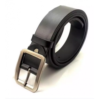 Black Solid Formal And Casual Leather Belt For Men